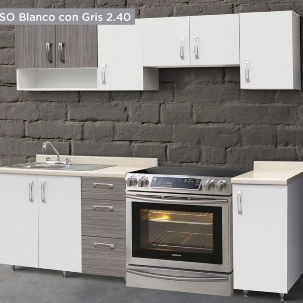 Cocina Pegaso Blanco con Gris